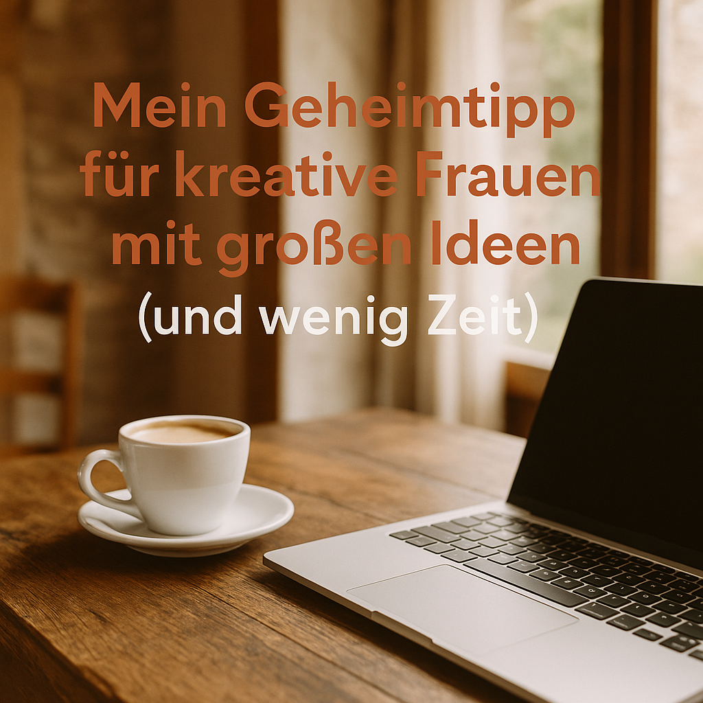Ein gemütlicher Landhaus-Arbeitsplatz mit Laptop und Kaffee – ideal für kreative Frauen, die effizient von zu Hause aus arbeiten möchten.