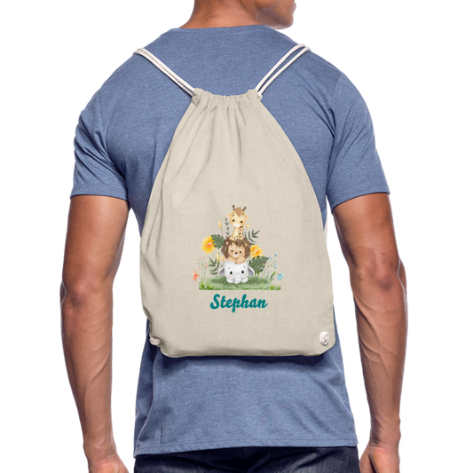 Süßer Umhängebeutel mit Tierkindern – Löwe, Giraffe & Elefant auf einer Wiese – Perfekt für Kinder und Erwachsene - Natur