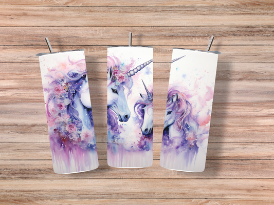 Zauberhafter Edelstahlbecher mit Einhorn und Fohlen in Pastellrosa und Blau. Perfekt für Einhorn-Fans, für unterwegs oder als Geschenk!