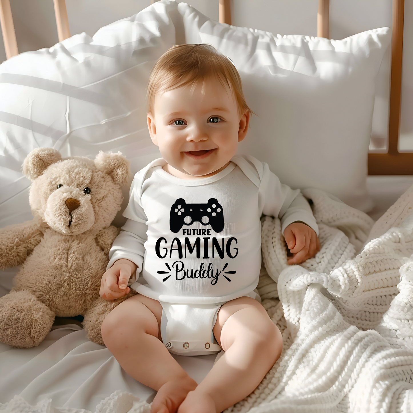 Baby Bio Bodysuite Langarm Bio Baby Body Future Gaming Buddy Babygeschenk mit Gamec
