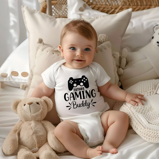 Baby Bio Bodysuite Langarm Bio Baby Body Future Gaming Buddy Babygeschenk mit Gamec