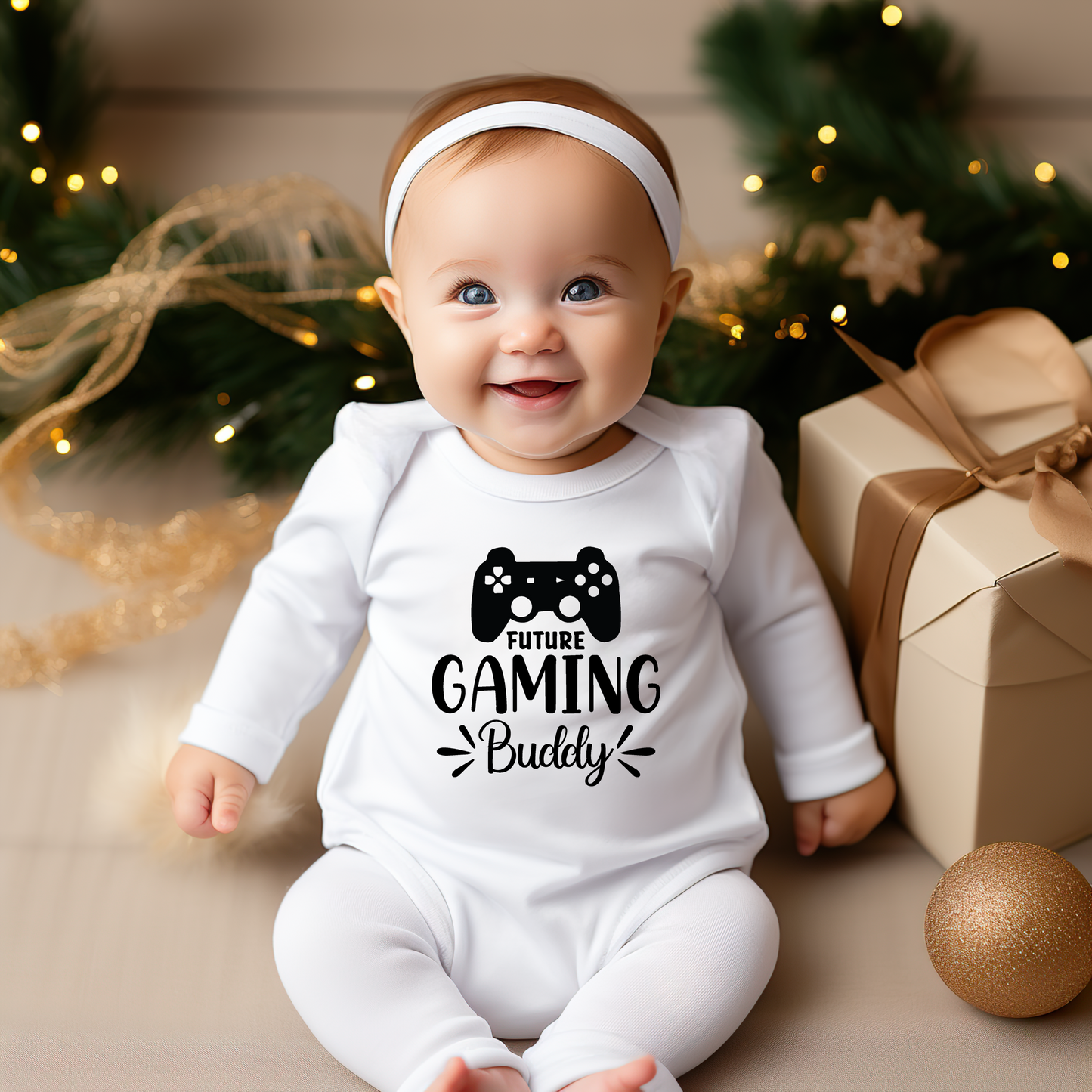 Baby Bio Bodysuite Langarm Bio Baby Body Future Gaming Buddy Babygeschenk mit Gamec