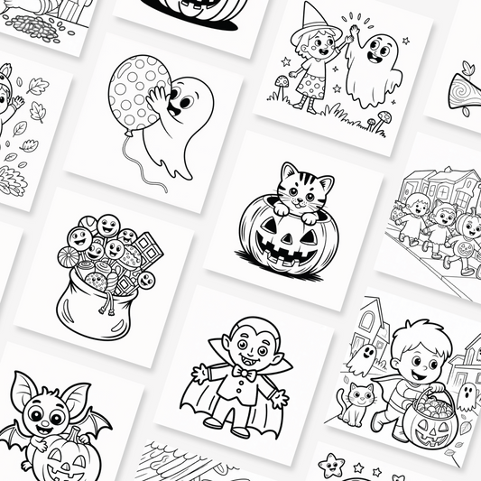 Gruselspaß & Farbenfreude – Halloween Malbuch für Kinder (PDF Download, 8,5 × 8,5 Zoll)