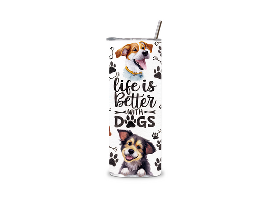 Edelstahlbecher Life is Better with Dogs. Hunde und Pfoten Design für Hundefans. Ideal für Kaffee oder Tee. Stylisch, nachhaltig und robust.