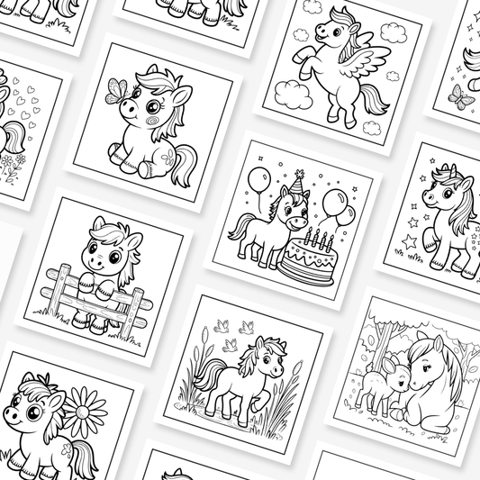 Pferde Malbuch für Kinder ab 4 Jahren – Hufschlag & Farbenfreude | 51 Ausmalbilder | Digitaler Download PDF
