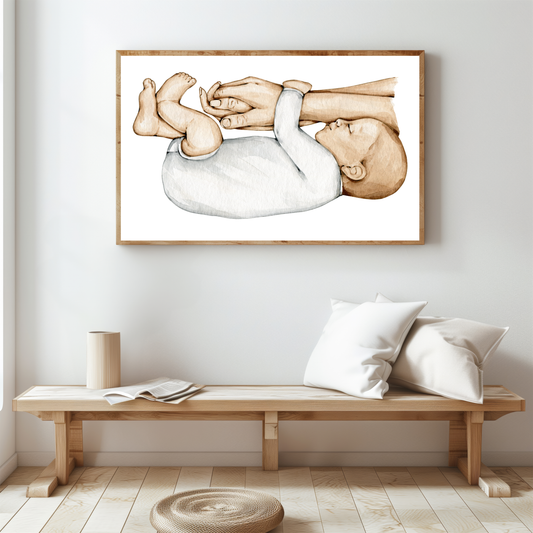 Poster Eltern Hände & Baby – Liebevolle Wanddeko Familie – Symbol für Zusammenhalt – Geschenk Geburt Babyzimmer – Digital Download Kunst A3 A4
