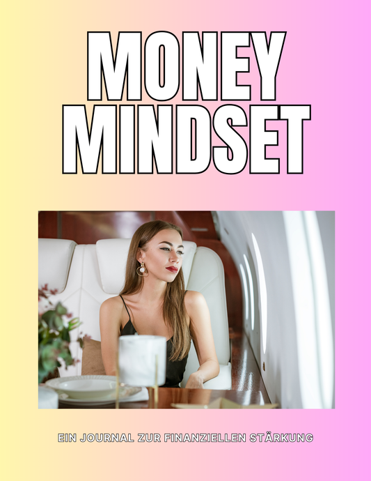 Money Mindset eine Frau in einem Privatflugzeug sehr Edel und glücklich 