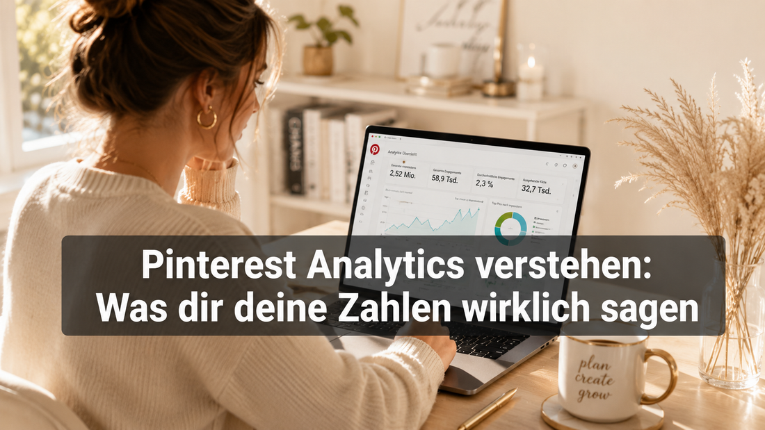 Pinterest Analytics Dashboard auf dem Laptop – Bloggerin analysiert ihre Pinterest Statistiken