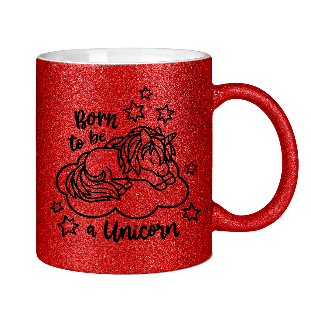 Glitzertasse Bio Baby Body - Born to Be Unicorn - Süßes Einhorn-Design