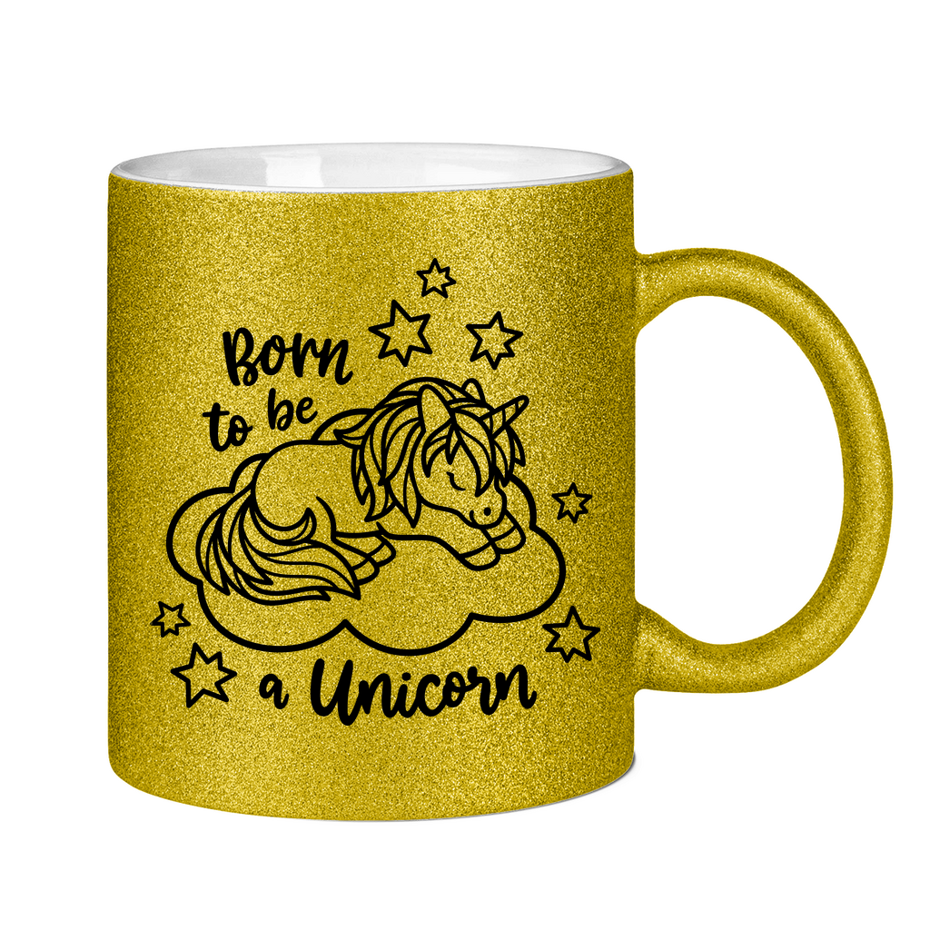 Glitzertasse Bio Baby Body - Born to Be Unicorn - Süßes Einhorn-Design