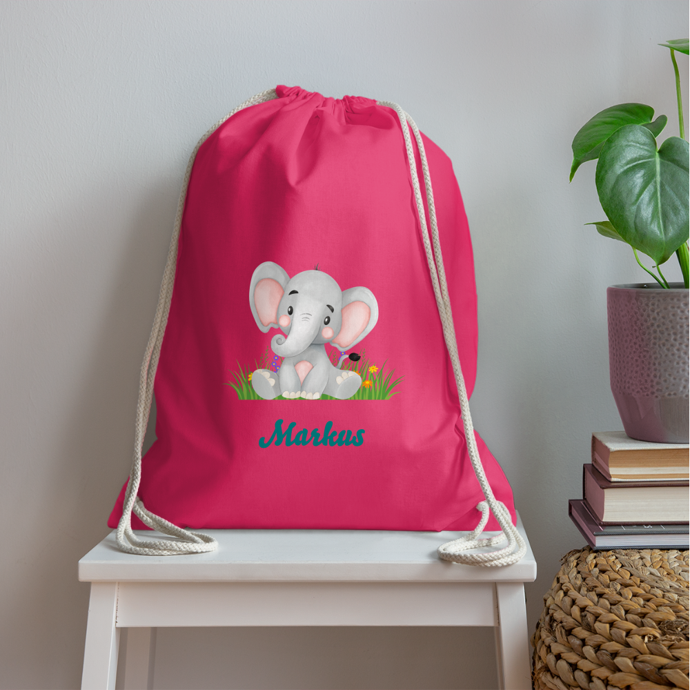 Beutel Personalisierbar süßer Elefant - Fuchsia