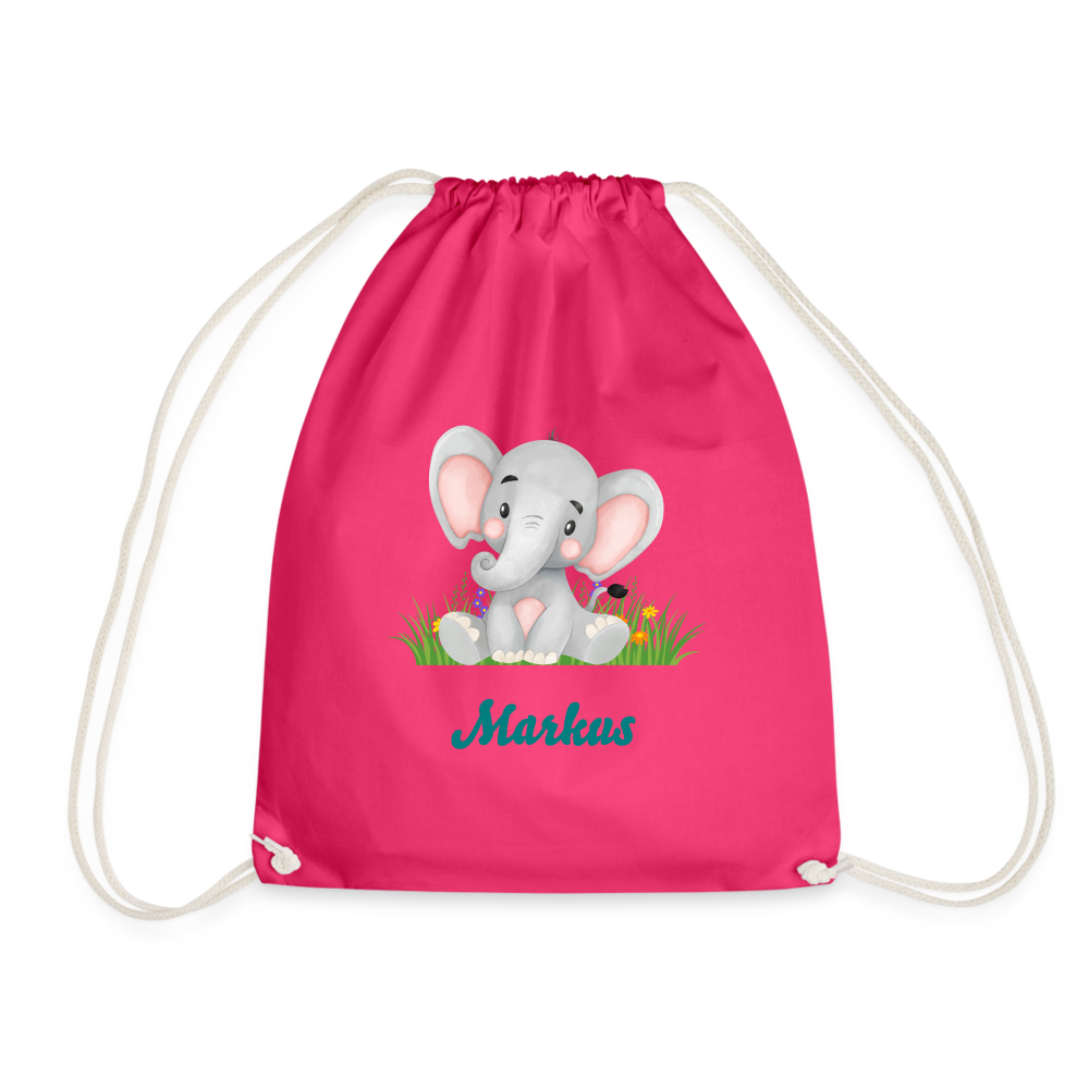 Beutel Personalisierbar süßer Elefant - Fuchsia