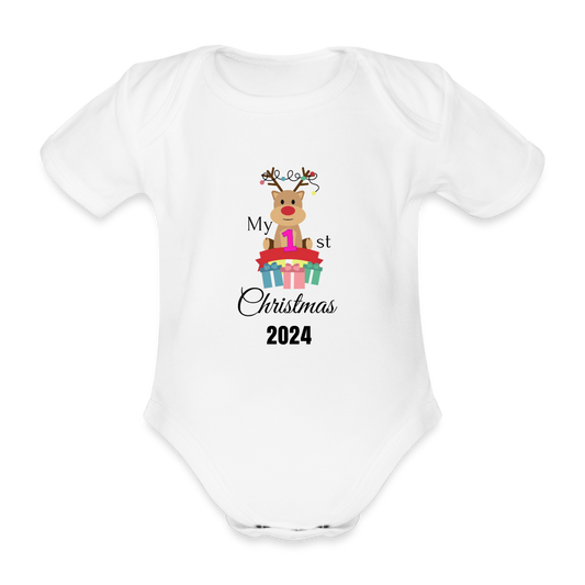 My First Christmas Baby Bio-Kurzarm-Body - Weiß