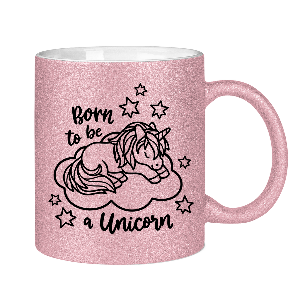 Glitzertasse Bio Baby Body - Born to Be Unicorn - Süßes Einhorn-Design