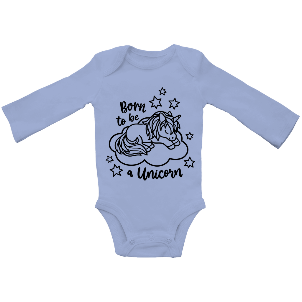 Baby Bio Bodysuite Langarm Bio Baby Body - Born to Be Unicorn - Süßes Einhorn-Design