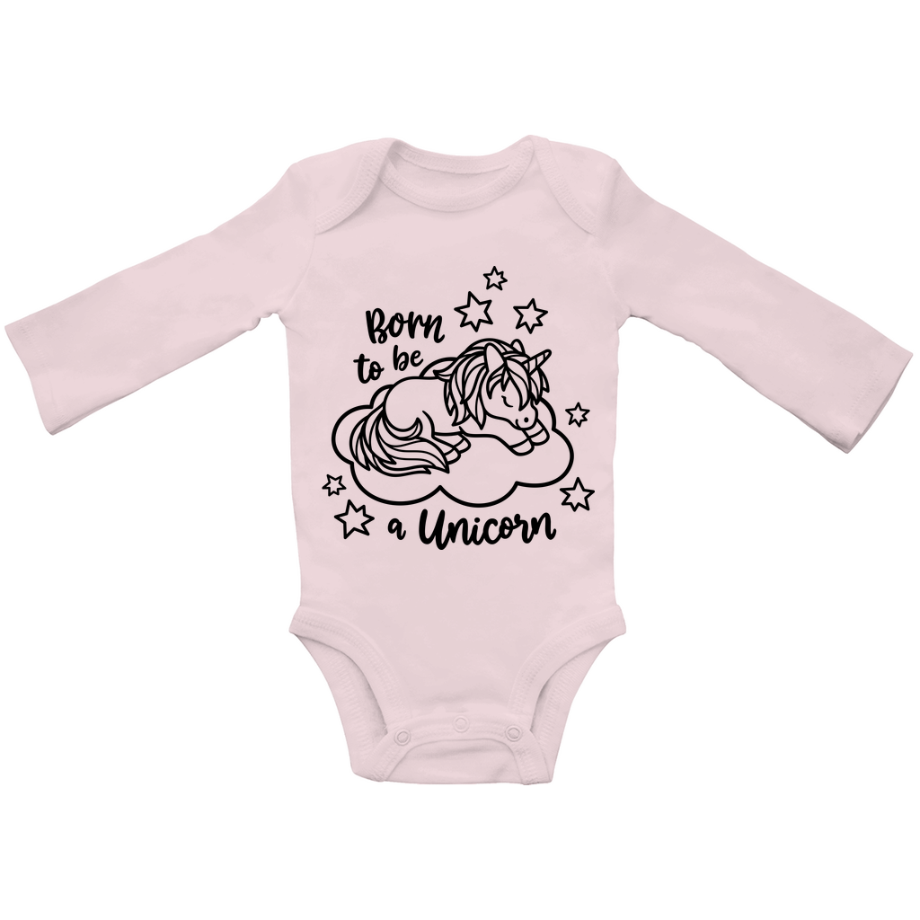 Baby Bio Bodysuite Langarm Bio Baby Body - Born to Be Unicorn - Süßes Einhorn-Design