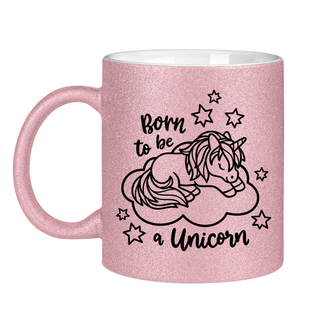 Glitzertasse Bio Baby Body - Born to Be Unicorn - Süßes Einhorn-Design