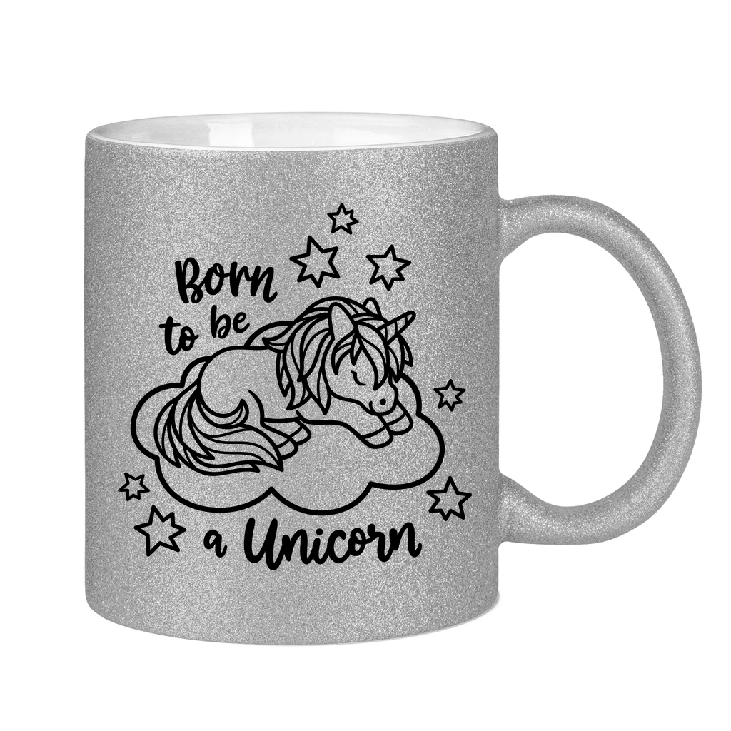 Glitzertasse Bio Baby Body - Born to Be Unicorn - Süßes Einhorn-Design