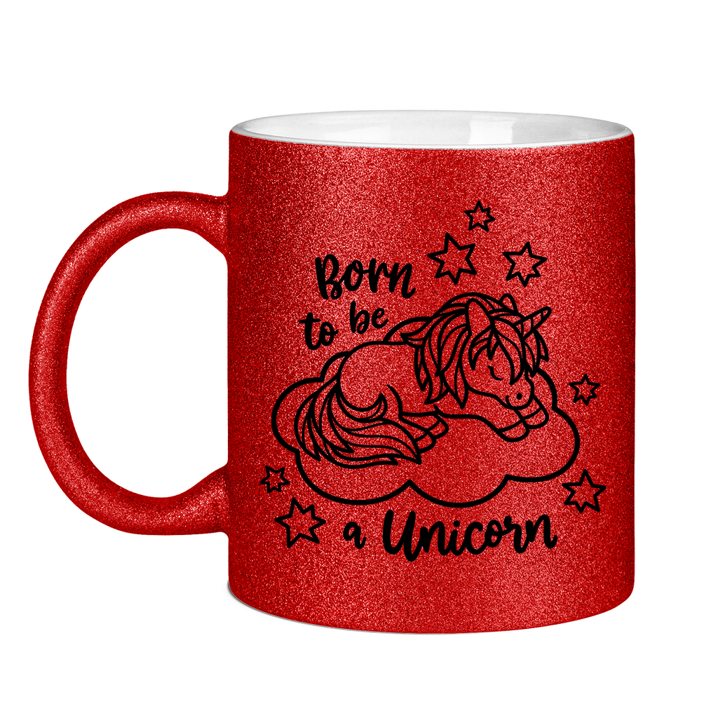 Glitzertasse Bio Baby Body - Born to Be Unicorn - Süßes Einhorn-Design