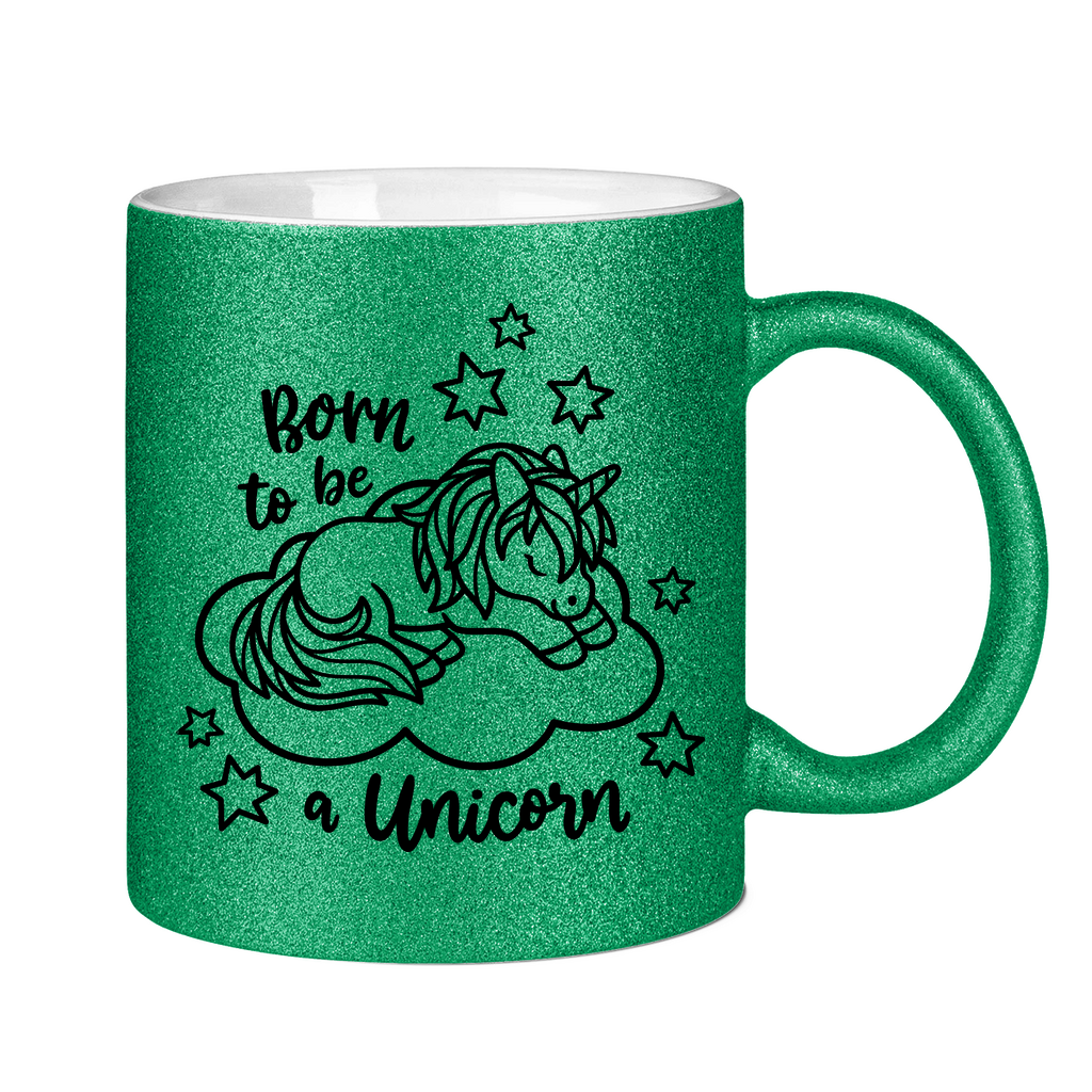 Glitzertasse Bio Baby Body - Born to Be Unicorn - Süßes Einhorn-Design