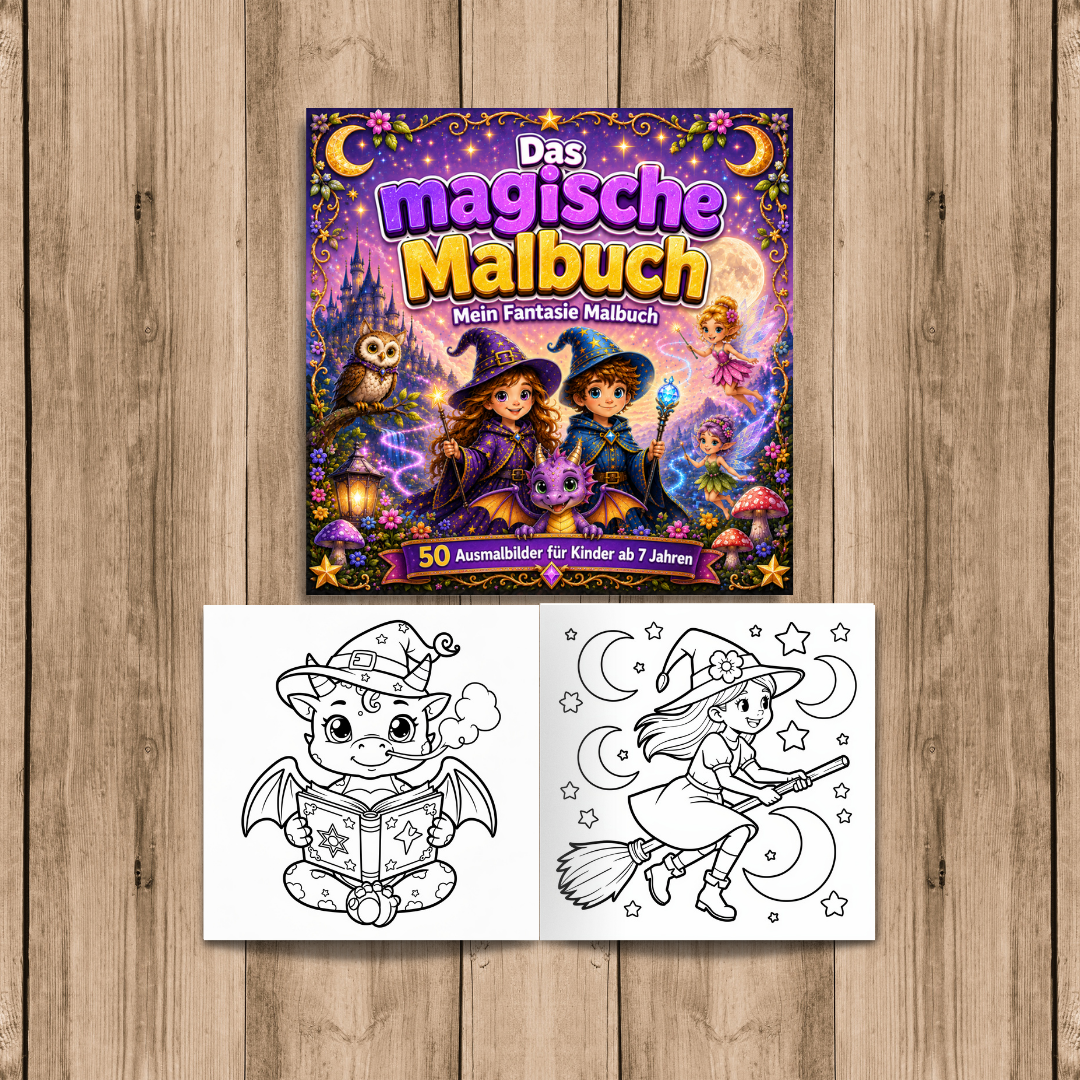 Das magische Malbuch – 50 Ausmalseiten für Kinder ab 7 Jahren | Digitaler Download PDF