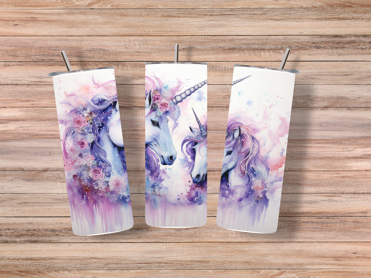 Zauberhafter Edelstahlbecher mit Einhorn und Fohlen in Pastellrosa und Blau. Perfekt für Einhorn-Fans, für unterwegs oder als Geschenk!