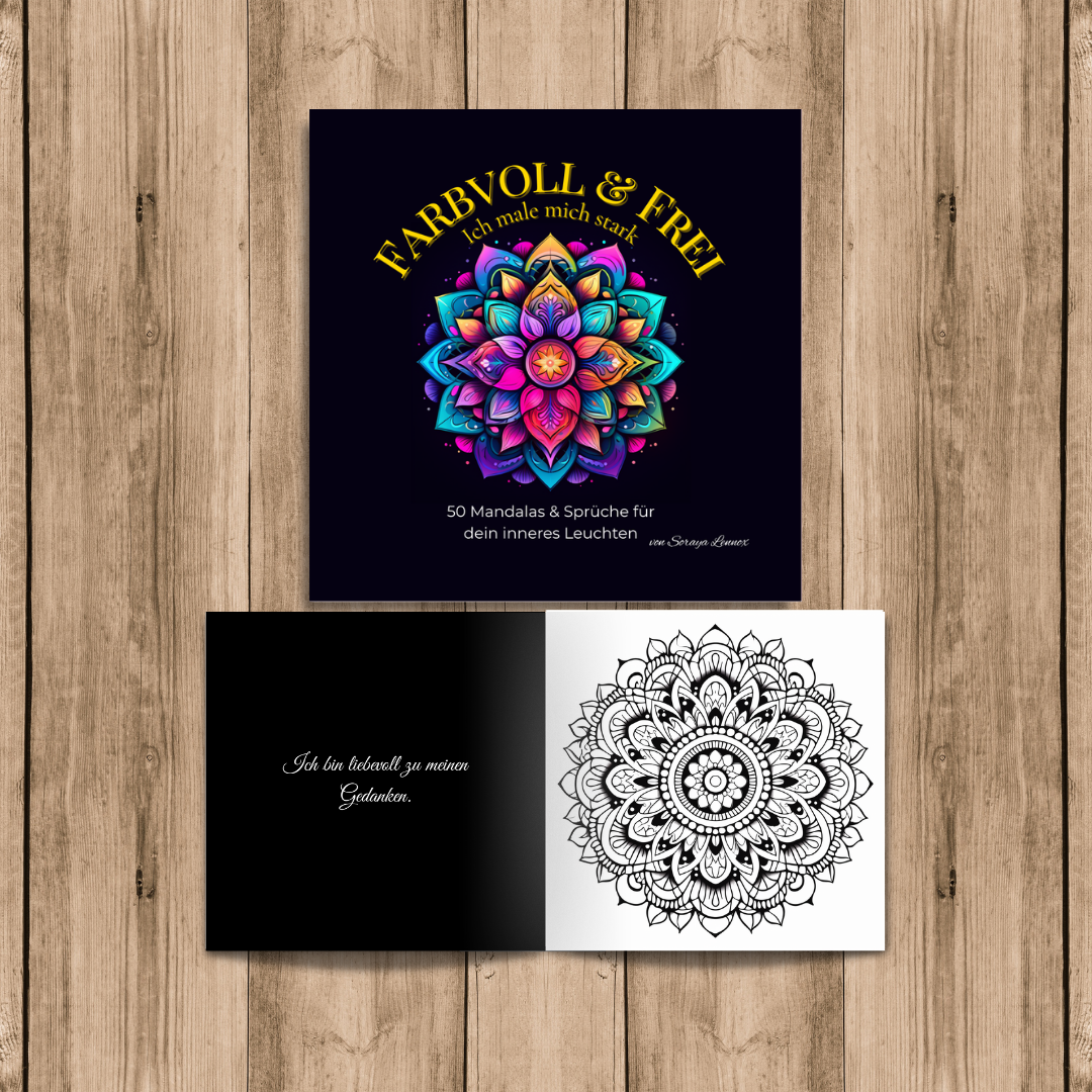 Farbvoll & Frei – Mandala-Malbuch mit Sprüchen (PDF-Download, 8,5 × 8,5 Zoll)