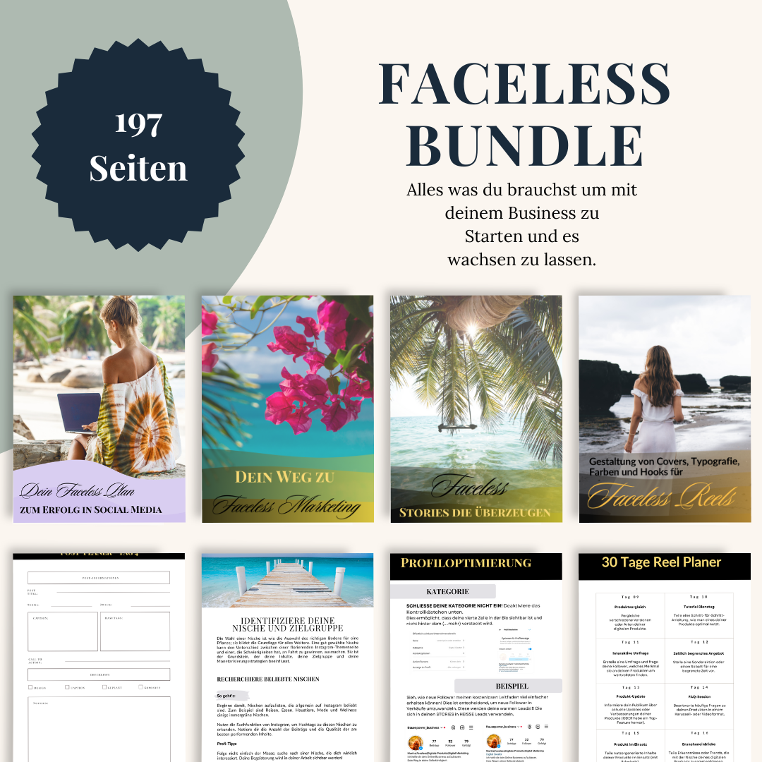 Faceless Bundle: Dein Ultimatives Instagram Wachstumspaket für Anfänger