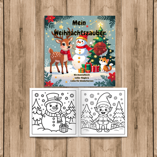 Mein Weihnachtszauber – Ausmalbuch voller Magie & Liebe für Kinderherzen (PDF Download,8,5 × 8,5 Zoll)