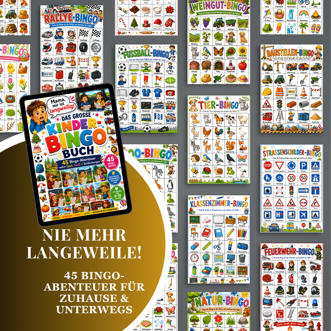 Das große Kinder-Bingo Buch (PDF) – 45 Bingo-Abenteuer für Zuhause, unterwegs & jede Jahreszeit
