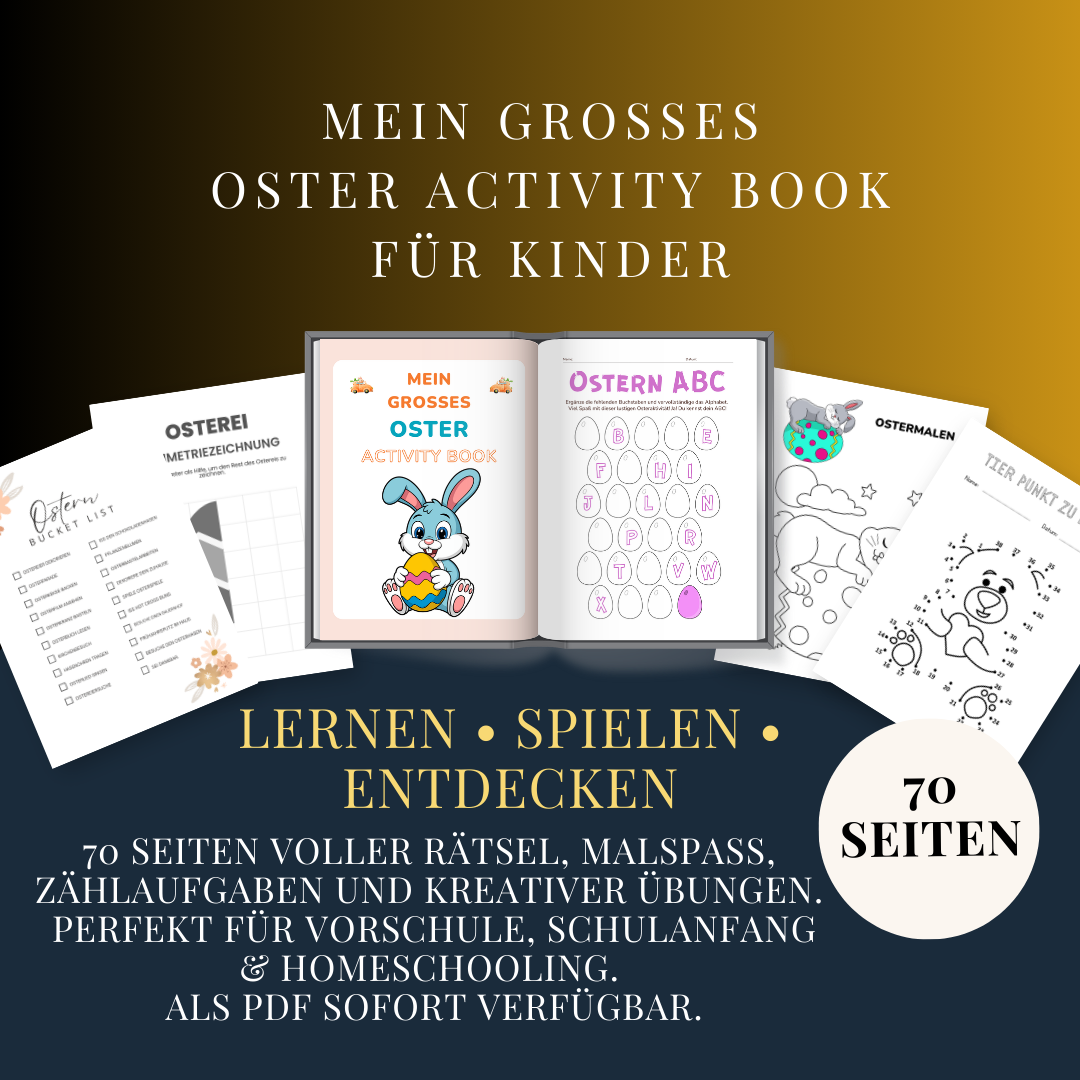 Mein großes Oster Activity Book für Kinder – 70 Seiten Lern- & Spielspaß ab 4 Jahren (PDF Download)