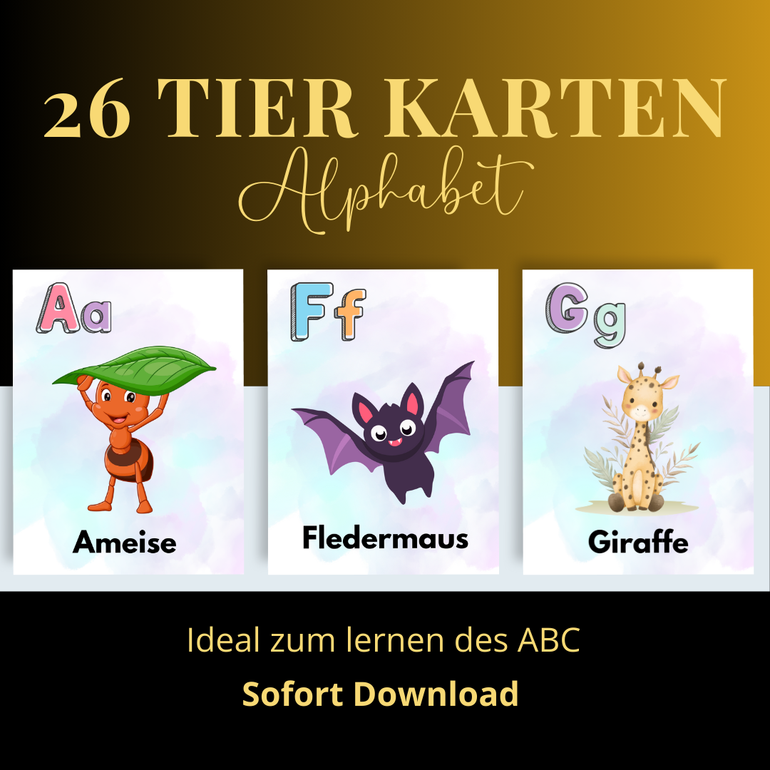 Bunte ABC-Karten mit Tieren – Spielerisch das Alphabet lernen!