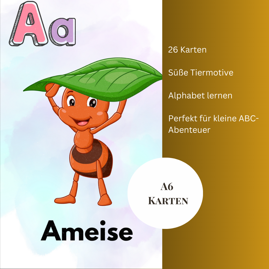 Bunte ABC-Karten mit Tieren – Spielerisch das Alphabet lernen!