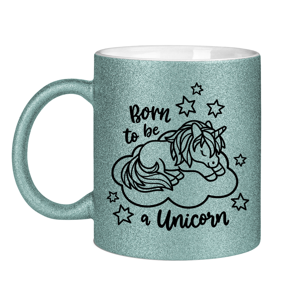 Glitzertasse Bio Baby Body - Born to Be Unicorn - Süßes Einhorn-Design