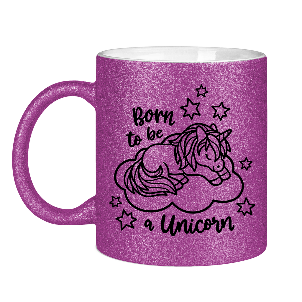 Glitzertasse Bio Baby Body - Born to Be Unicorn - Süßes Einhorn-Design