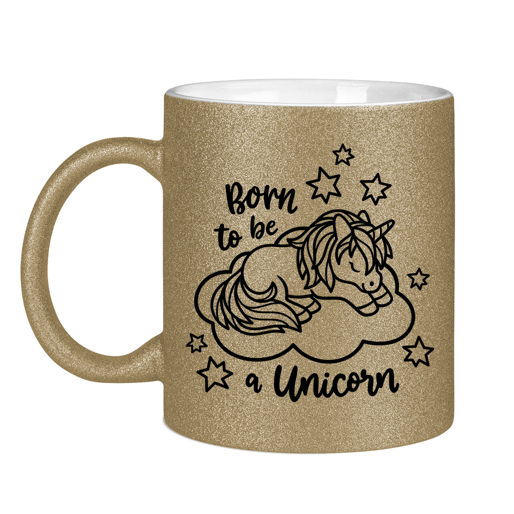 Glitzertasse Bio Baby Body - Born to Be Unicorn - Süßes Einhorn-Design