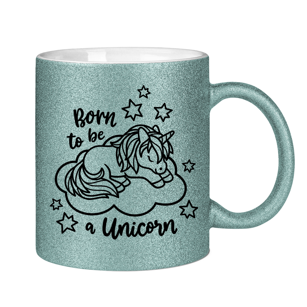 Glitzertasse Bio Baby Body - Born to Be Unicorn - Süßes Einhorn-Design