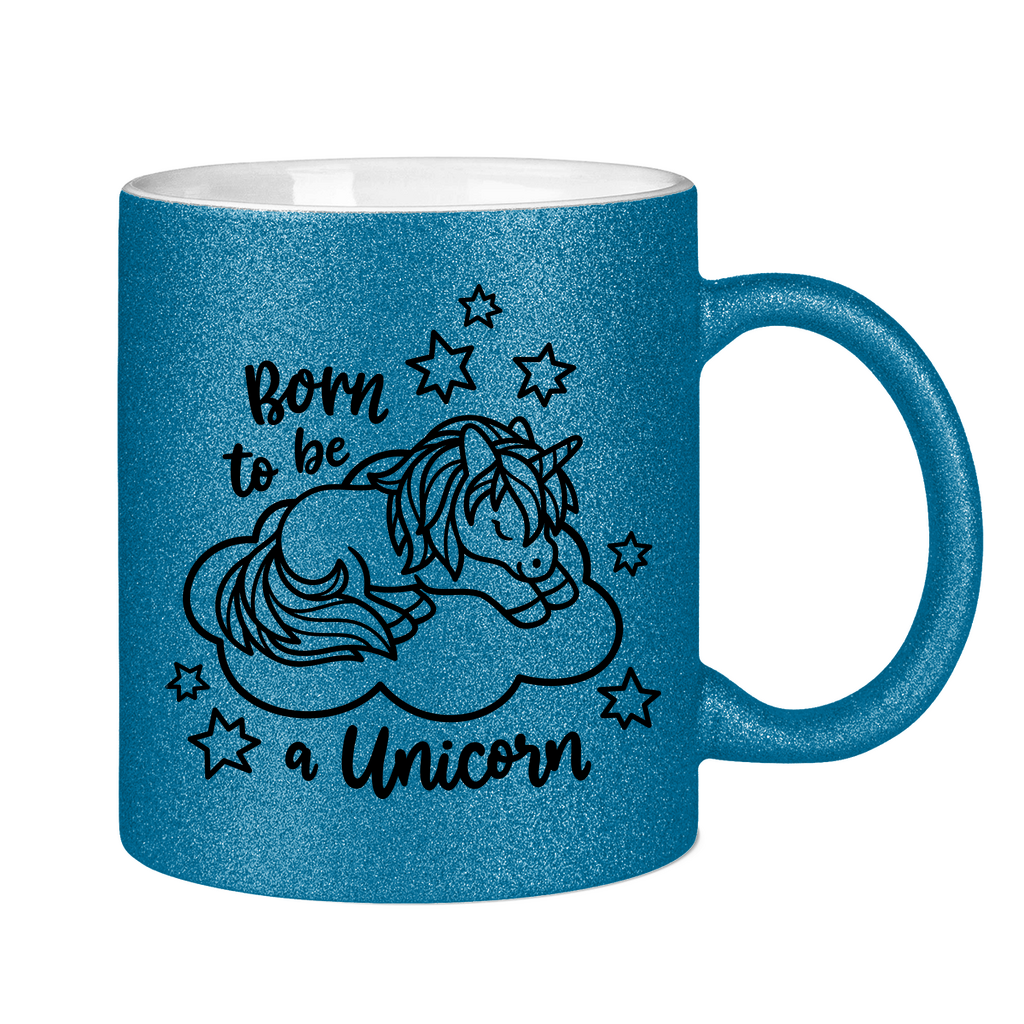 Glitzertasse Bio Baby Body - Born to Be Unicorn - Süßes Einhorn-Design